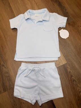 Edgehill Collection Preppy Terry Cloth Polo Set 18-24M Blue Coastal Classic NWT